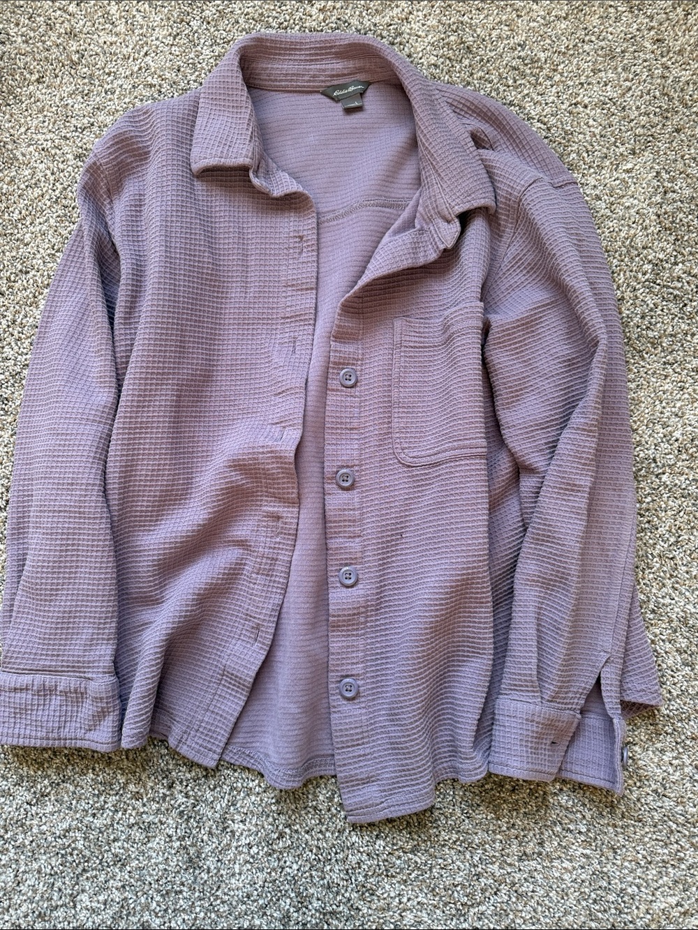 Eddie Bauer Waffle-Knit Shirt Jacket in Lavender